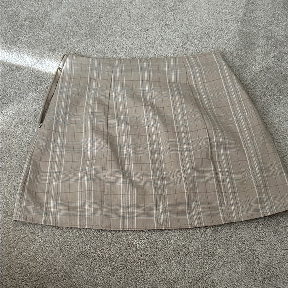Altar'd State Plaid Pencil Skirt in Beige and Gray